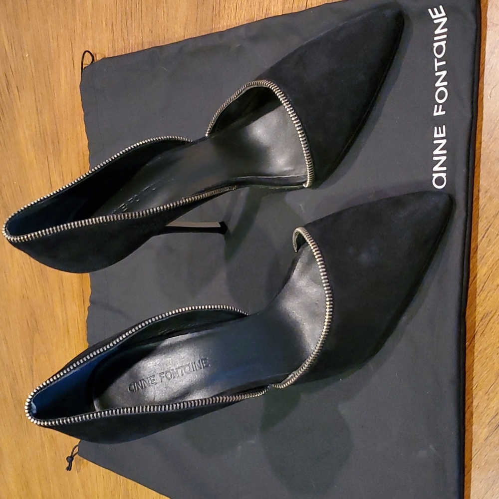 Anne Fontaine Black Heels with Silver Accents